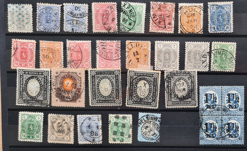 Finnország  - b339) 1860-1950 bélyegző címerrel VF töltés öt fényképen #2.1
