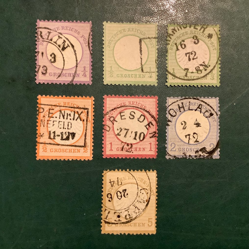 德意志帝国 1872 - 所有格罗申的价值都很小，布鲁特谢尔德。 - Michel 1/6 met 2a en b #1.0