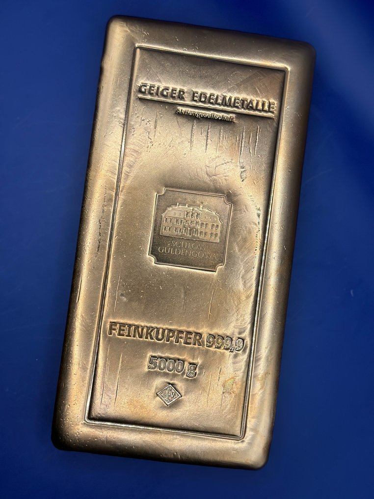 5 Kilograms Copper .999 - Geiger Edelmetalle, Germany - Com certificado  (Sem preço de reserva) #1.0