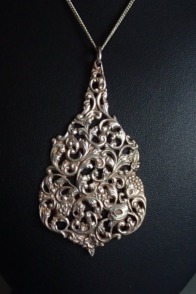 银 - 吊坠项链 - 宏伟的花卉艺术新风格 #1.0