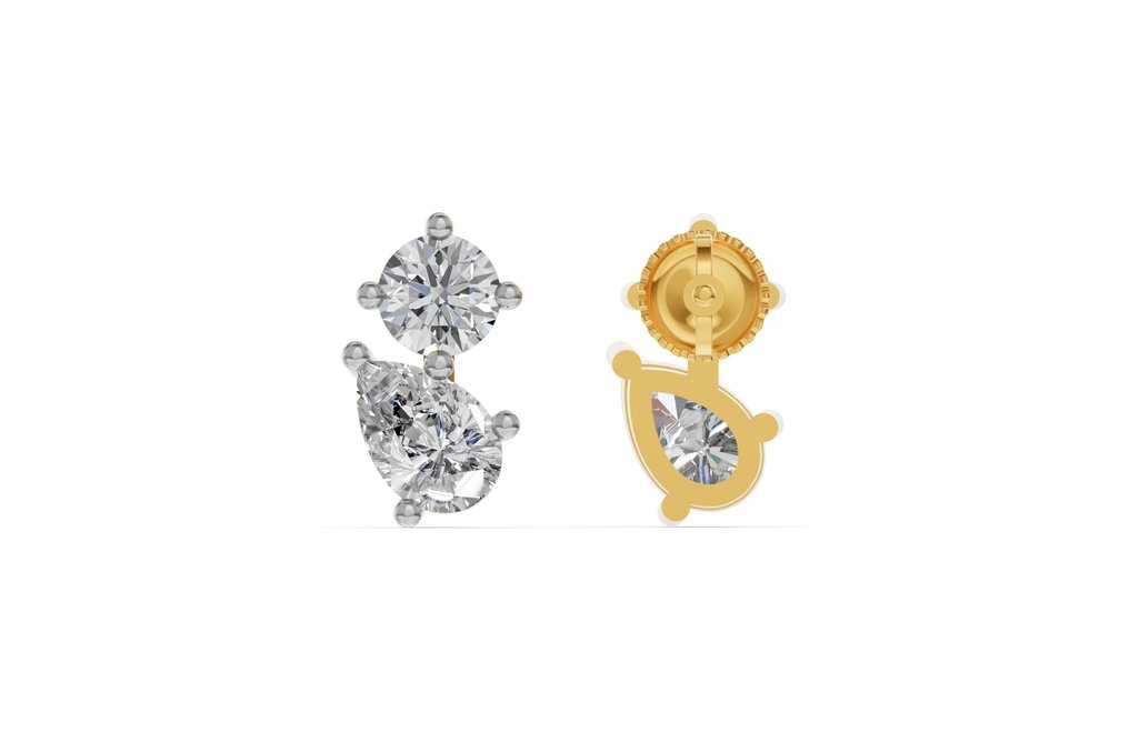 χωρίς τιμή ασφαλείας - Σκουλαρίκια - 14 καράτια Κίτρινο χρυσό -  1.91ct. tw. Διαμάντι (Εργαστηριακής καλλιέργειας) - Διαμάντι #1.0