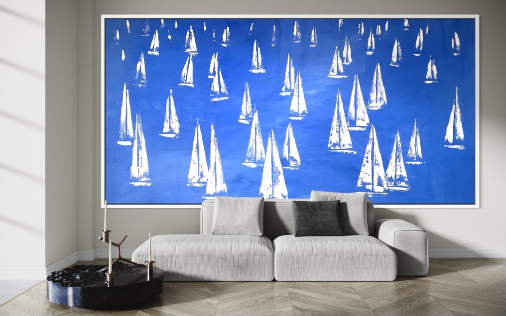 VOLHA - White sails -XXL-Hand painting #4.3