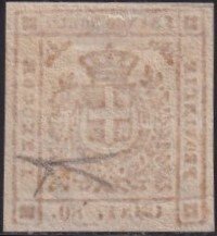 State Italiene Antice - Modena 1859 - Governo Provv. 80, bistro arancio, Sass 18, margini mari, f. Bottacchi Spl. #1.0
