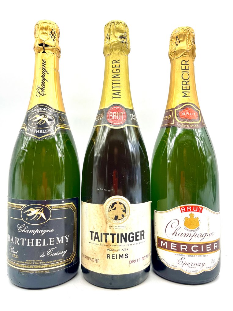 Taittinger, Mercier, Brut Réserve - Champagne Brut, 1er Cru, Brut reserve - 3 Flaskor (0,75L) #1.0