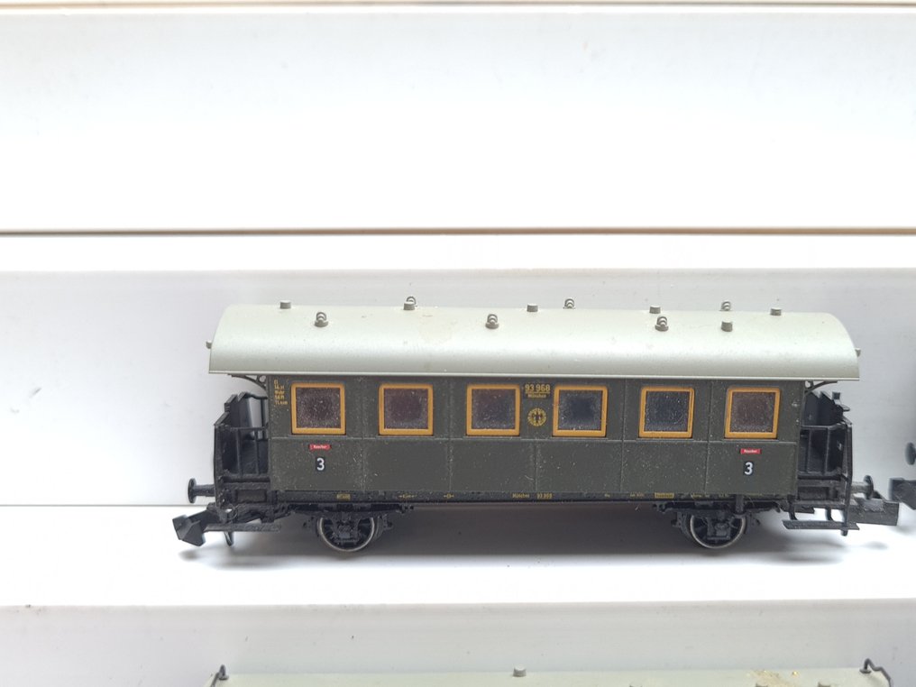 Fleischmann N - 8090/8091/8092 - Model train passenger carriage (4) - 4x coupe carriage BCi, Bi, and PWG. - DRG #2.1