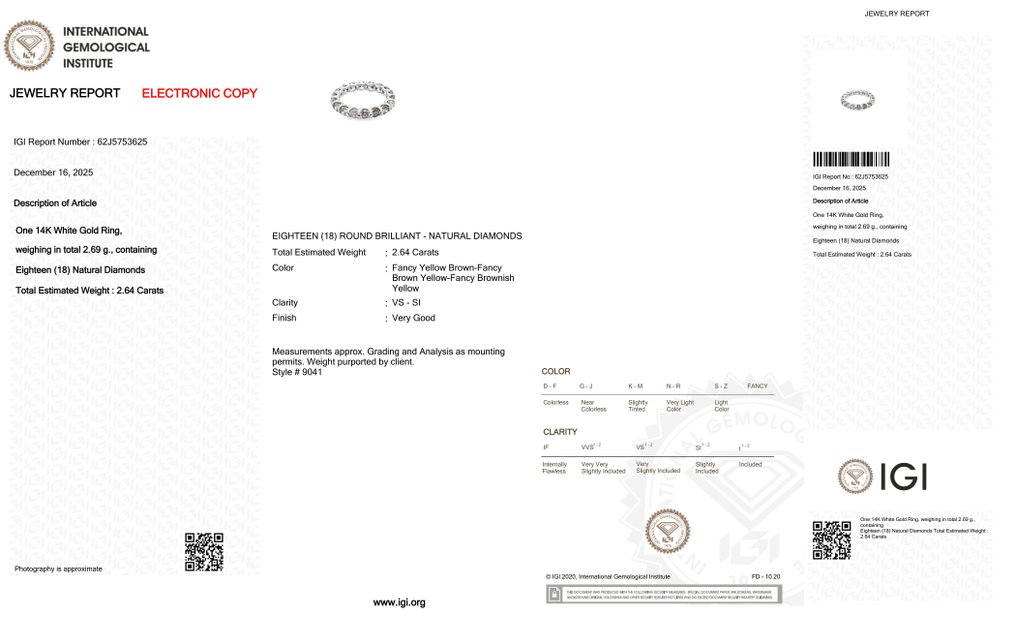 沒有保留價 - 戒指 - 14 克拉 白金 -  2.64ct. tw. 鉆石 (天然彩色) #1.0