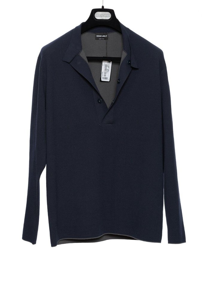 GIORGIO ARMANI RRP 1150€ Sweater Perforated Viscose Mock Neck Blue - 48 IT - Sweter - Nowe z metkami #3.2