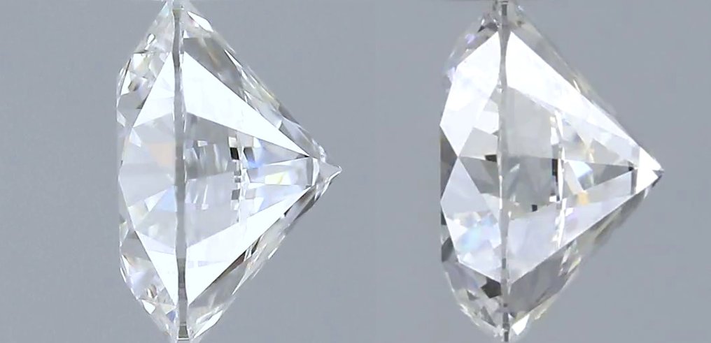 沒有保留價 - 2 pcs 鑽石  (天然)  - 1.00 ct - 圓形 - F(近乎無色) - VVS2 - 美國寶石學院（Gemological Institute of America (GIA)） - 匹配对 VG EX #1.0