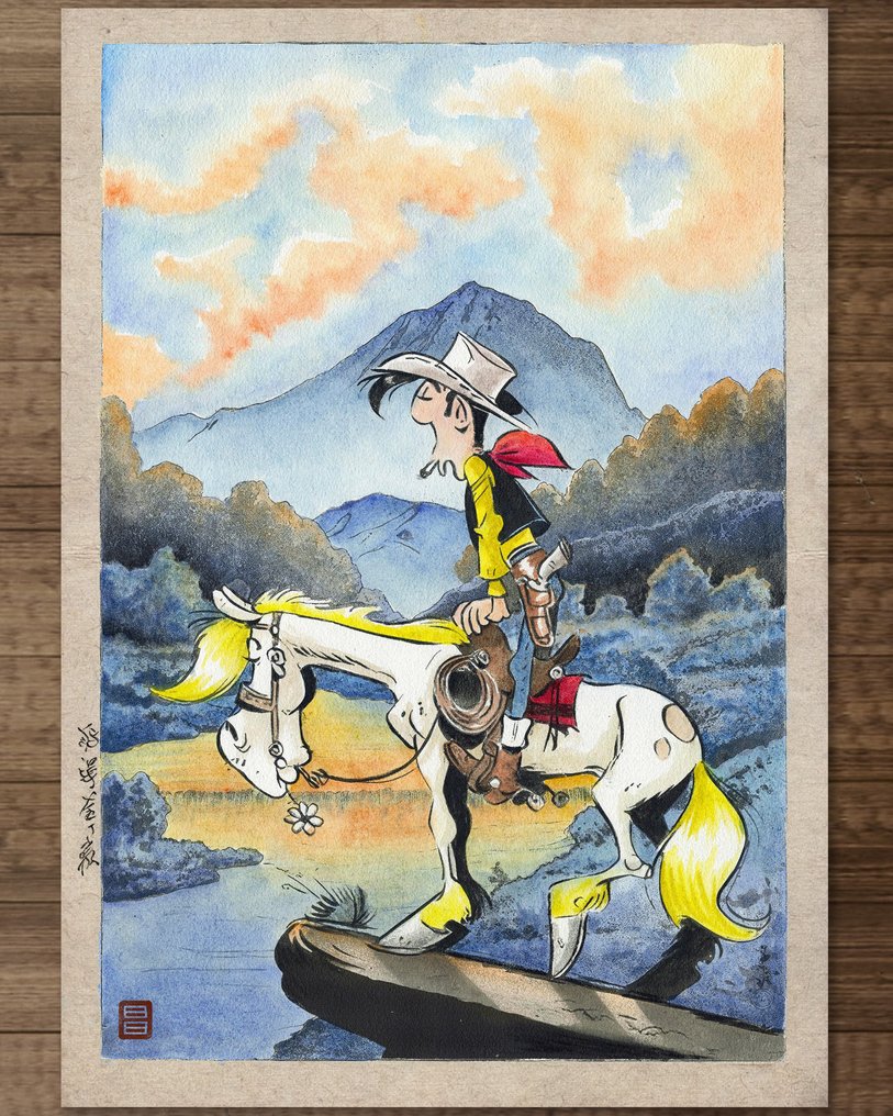 Kodo88 Giclée - Lucky Luke at Mount Fuji ラッキー・ルーク – Limited Edition (5/10) – Hand Signed #1.0