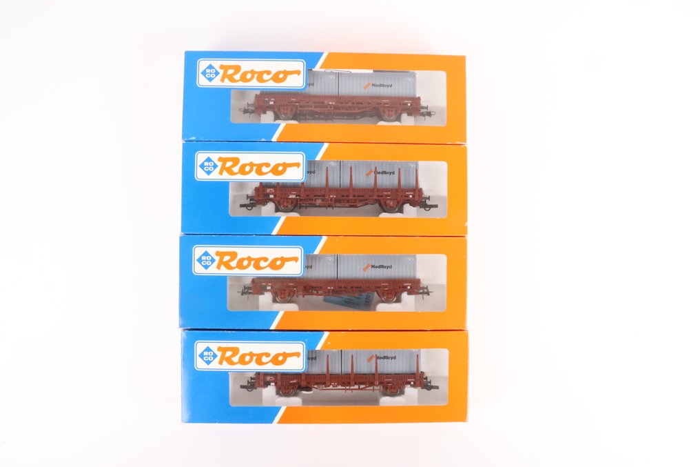 Roco H0 - 46320 - Modeltrein goederenwagon (4) - Tweeassige Nedlloyd containerwagens - NS #1.0