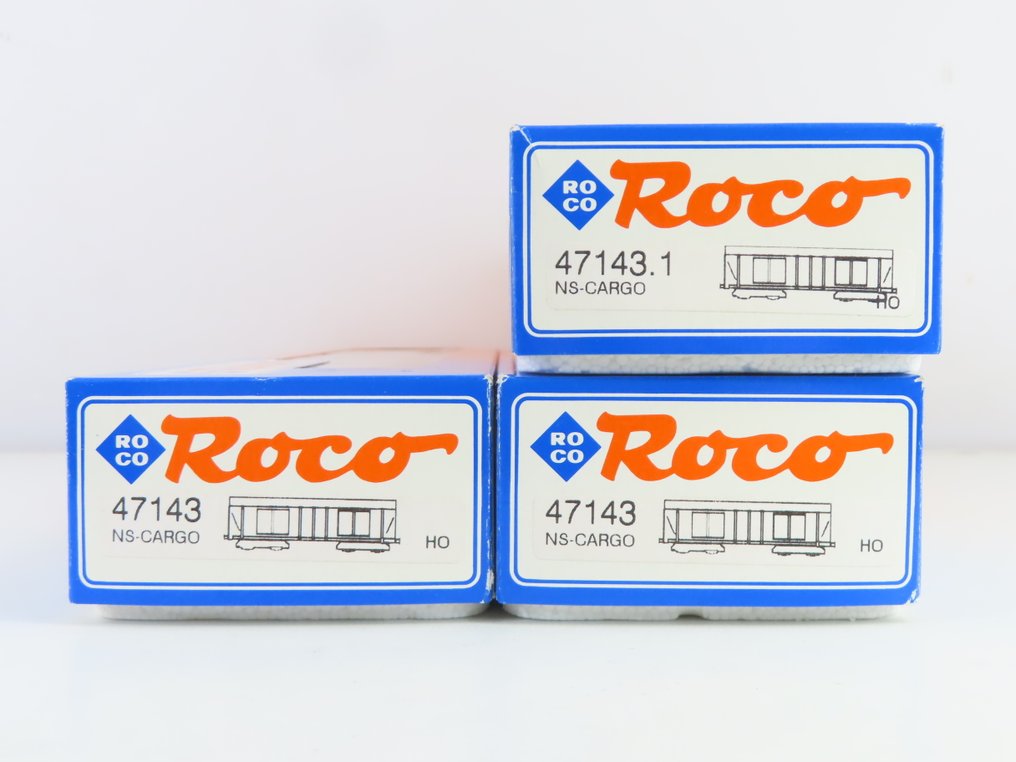 Roco H0 - 47143/47143.1 - Model train freight carriage (2) - 2x 4-axle sliding wall carts, type Habbilns. - NS #2.1