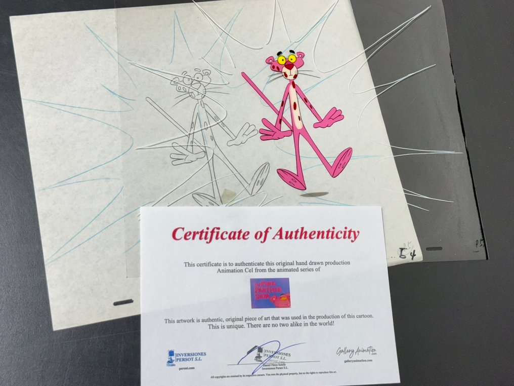 DePatie & Friz Freleng - Original animation cel and drawing of Pink Panther - The Pink Panther Show #2.1