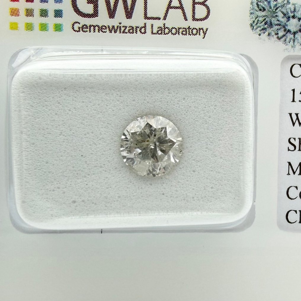 No reserve price - 1 pcs Diamond  (Natural)  - 1.00 ct - Round - G - I1 - Gemewizard Gemological Laboratory (GWLab) #1.0