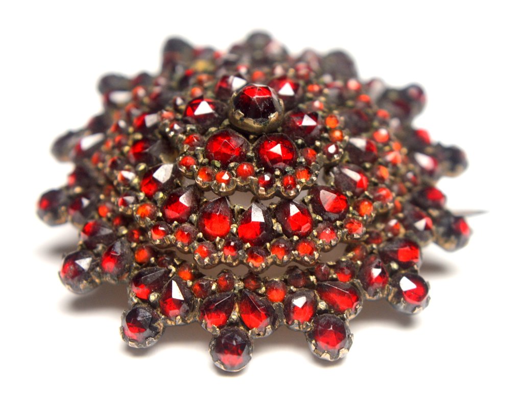 χωρίς τιμή ασφαλείας - Καρφίτσα Ασημί Γρανάτης - Κόκκινα Βοημικά Ζαφείρια #1.0