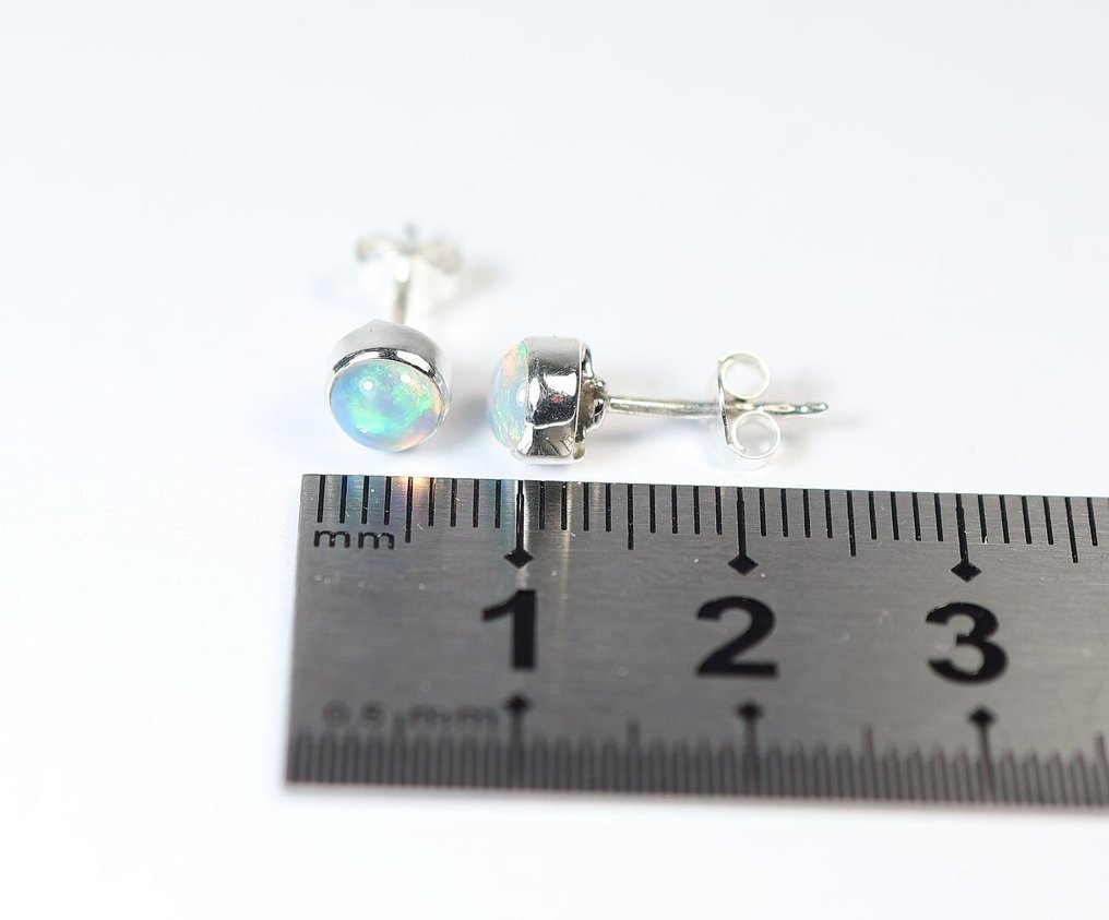 埃塞俄比亚欧泊 / 韦洛欧泊 2个耳钉 / 玻璃宝石 / 全新- 1.16 g - (2) #2.1