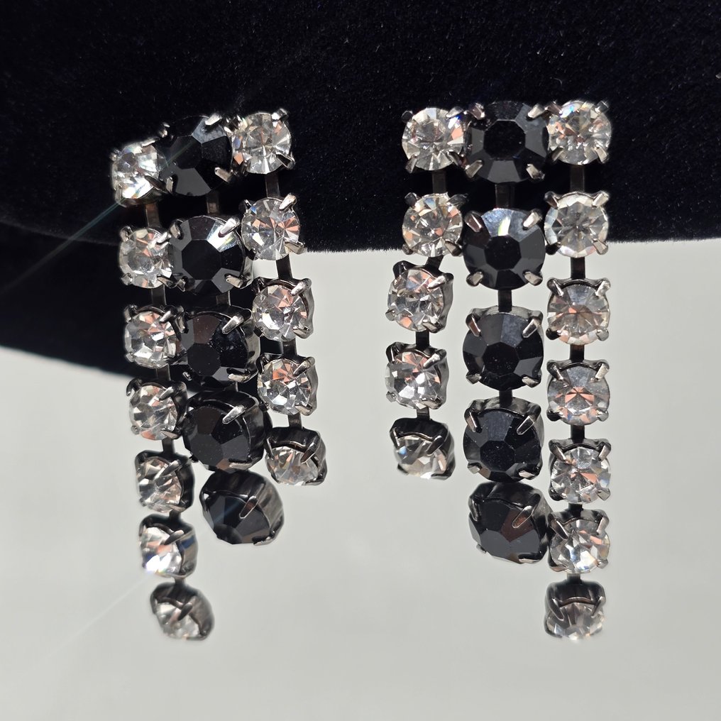 Kenneth Jay Lane - 镀银金属 - 耳环 - 水晶流苏 #4.3