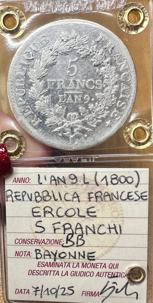 France. Directoire (1795-1799). 5 Francs An 9-L Union et Force #2.1