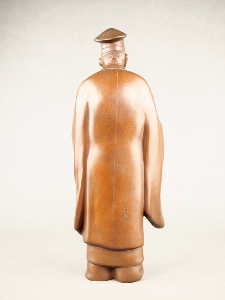 黄铜色 - Hidemine 秀峰 - 寿老人雕像，七福神之一 - Shōwa period (1926-1989) #4.3
