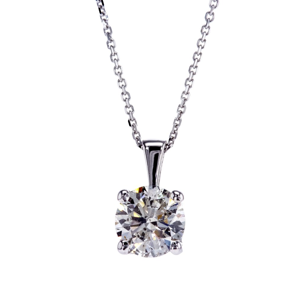 Sem preço de reserva - Colar - 14 K Ouro branco - 1.01ct. tw. Diamante (Natural) #1.0