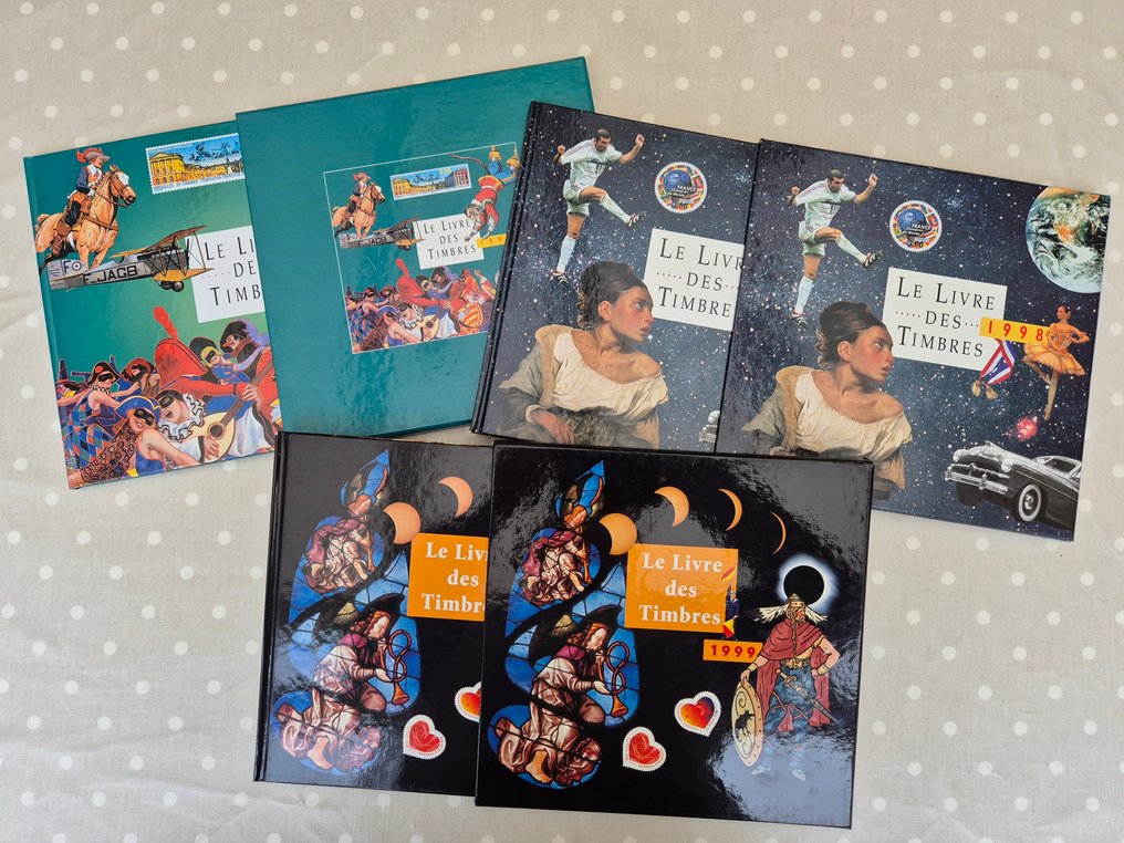 法國 1997/1999 - 邮票册套装共3册，带有其包装盒，包含邮票块和全新邮票。质量非常好。 - Yvert #1.0