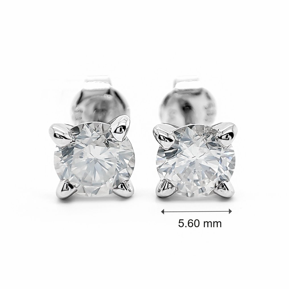 沒有保留價 - 耳環 - 14 克拉 白金 -  1.46ct. tw. 鉆石 (天然) #4.3