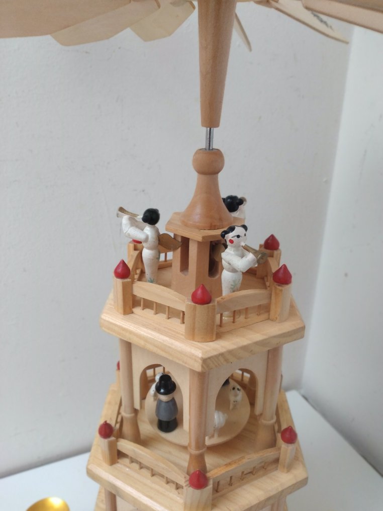 Χριστουγεννιάτικο στολίδι - Κινούμενη χριστουγεννιάτικη πυραμίδα 3 ορόφων - 43 εκ. - Top - Ξύλο #3.2