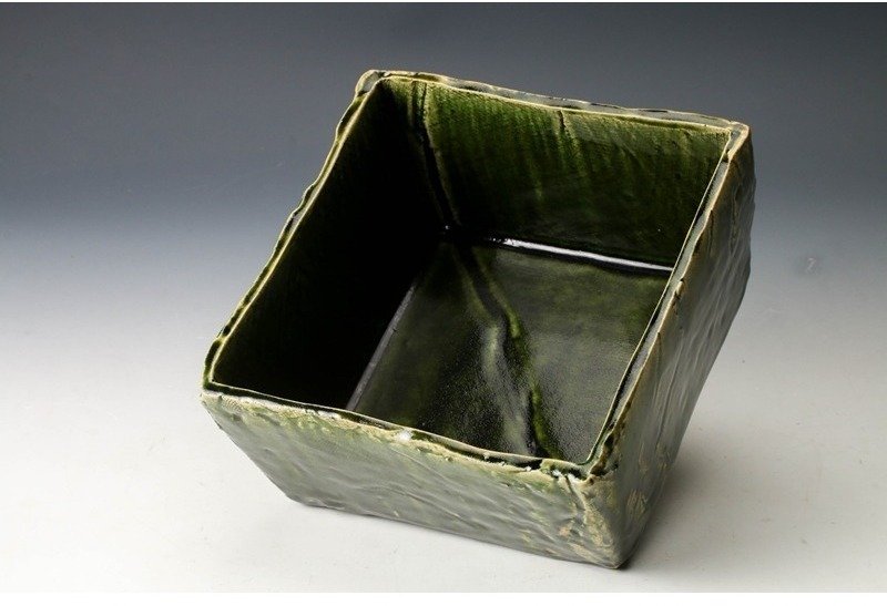 Ομπίρε Μιζουσάσι - Πράσινη γυαλισμένη κανάτα νερού για την τελετή του τσαγιού. - Κεραμικό - 安藤日出武 Ando Hidetake (1938-) - Ιαπωνία - 1900-2000 #2.1