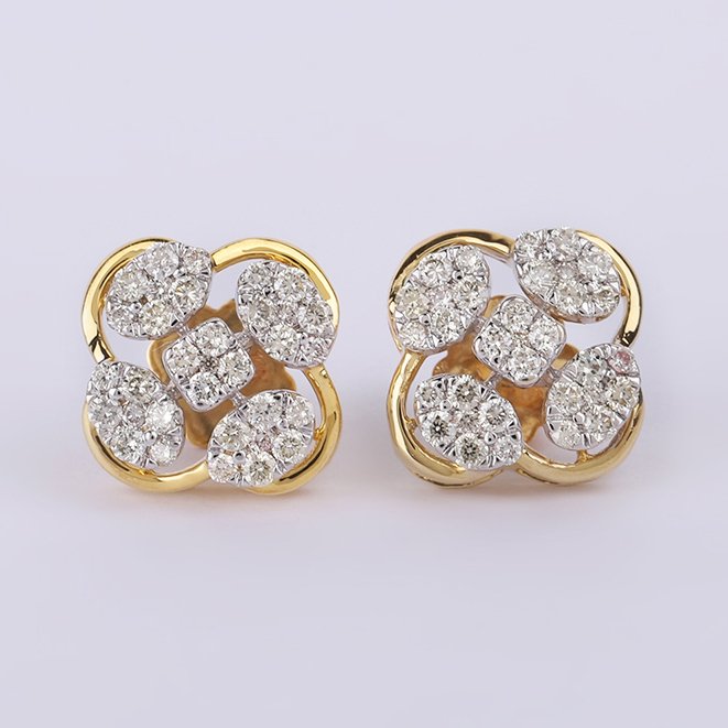 χωρίς τιμή ασφαλείας - Καρφωτά σκουλαρίκια - 14 καράτια Κίτρινο χρυσό -  0.83ct. tw. Διαμάντι (Φυσικό) - Χρυσά Διαμαντένια Σκουλαρίκια #1.0