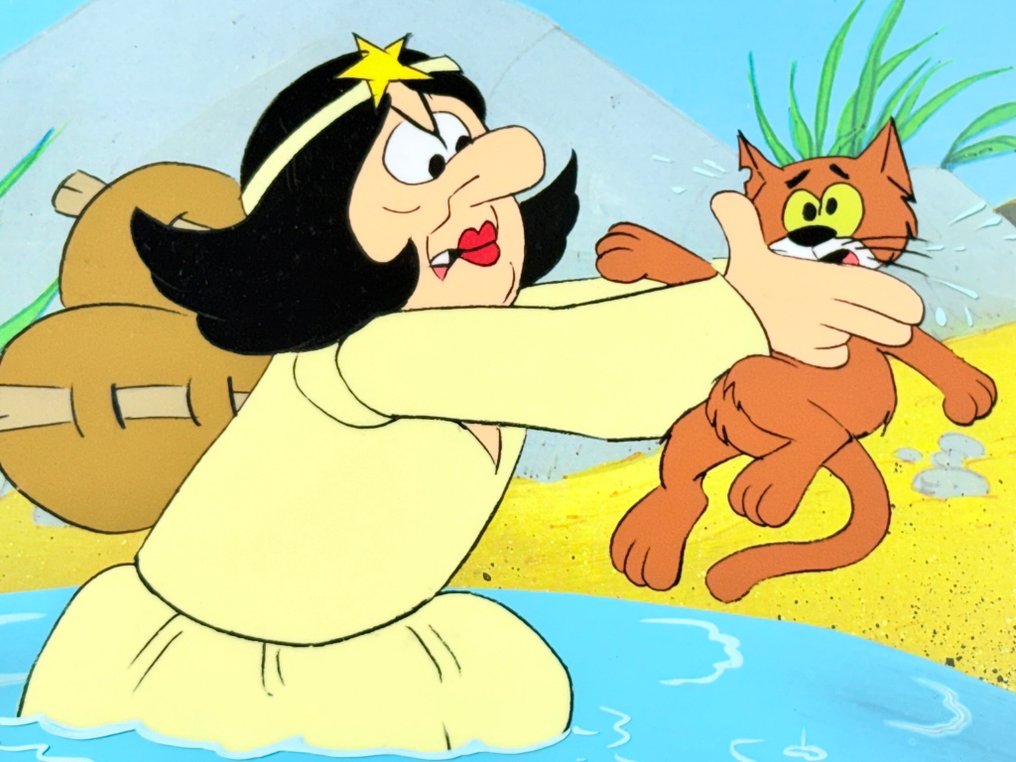 The Smurfs, 1981 - 1 Oryginalny cel animacyjny, z oficjalnym tłem kopii i stemplem studia! Gargamel i Azrael #3.2