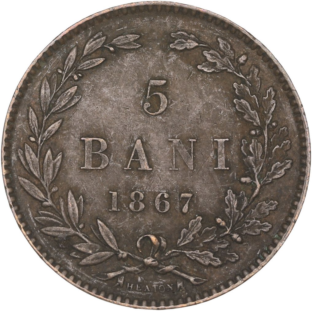 Ρουμανία. 5 Bani 1867 Carol I #1.0