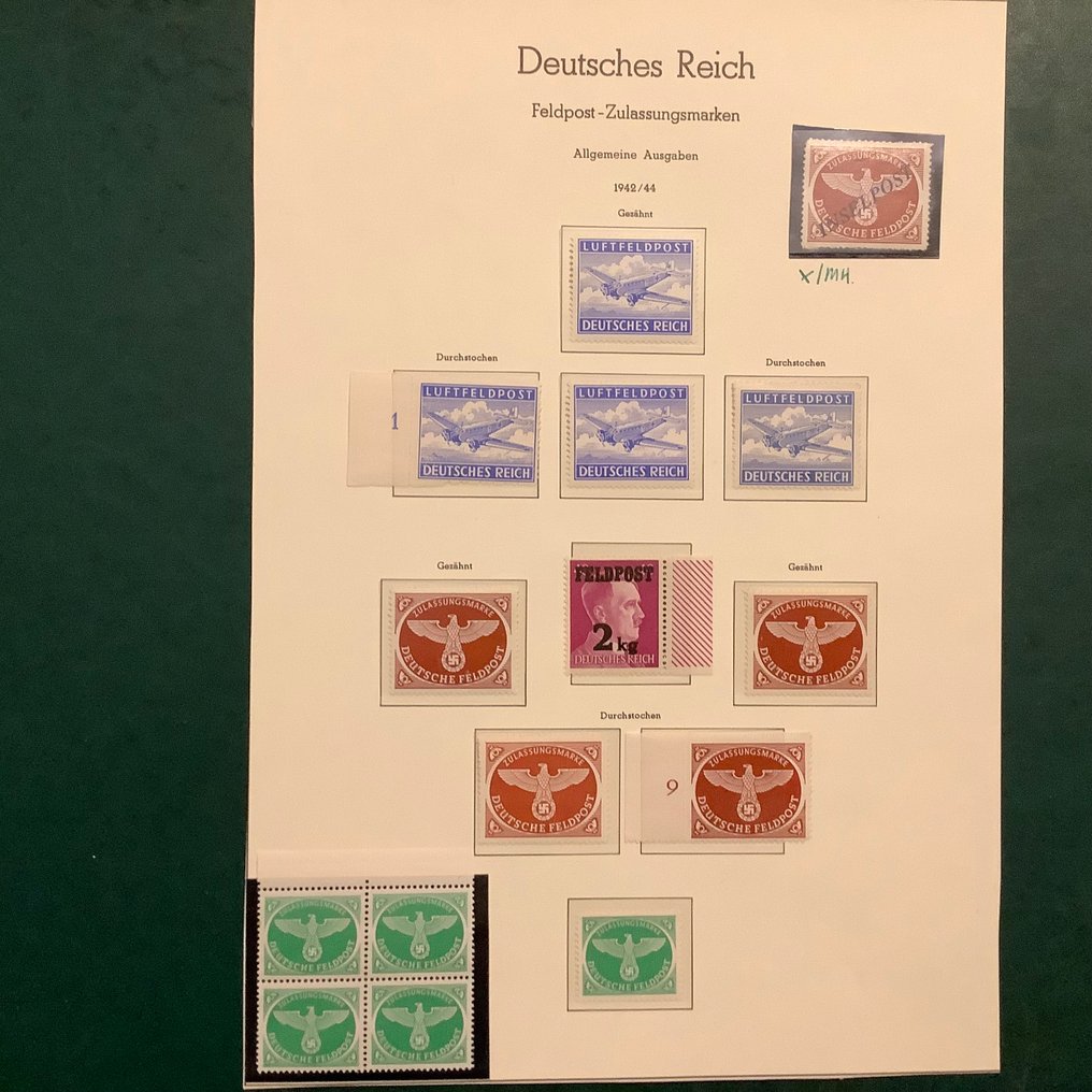 Γερμανική Αυτοκρατορία 1942/1944 - Σφραγίδες Lotj Feldpost, μεταξύ άλλων και Inselpost σφραγίδα. - Michel #1.0