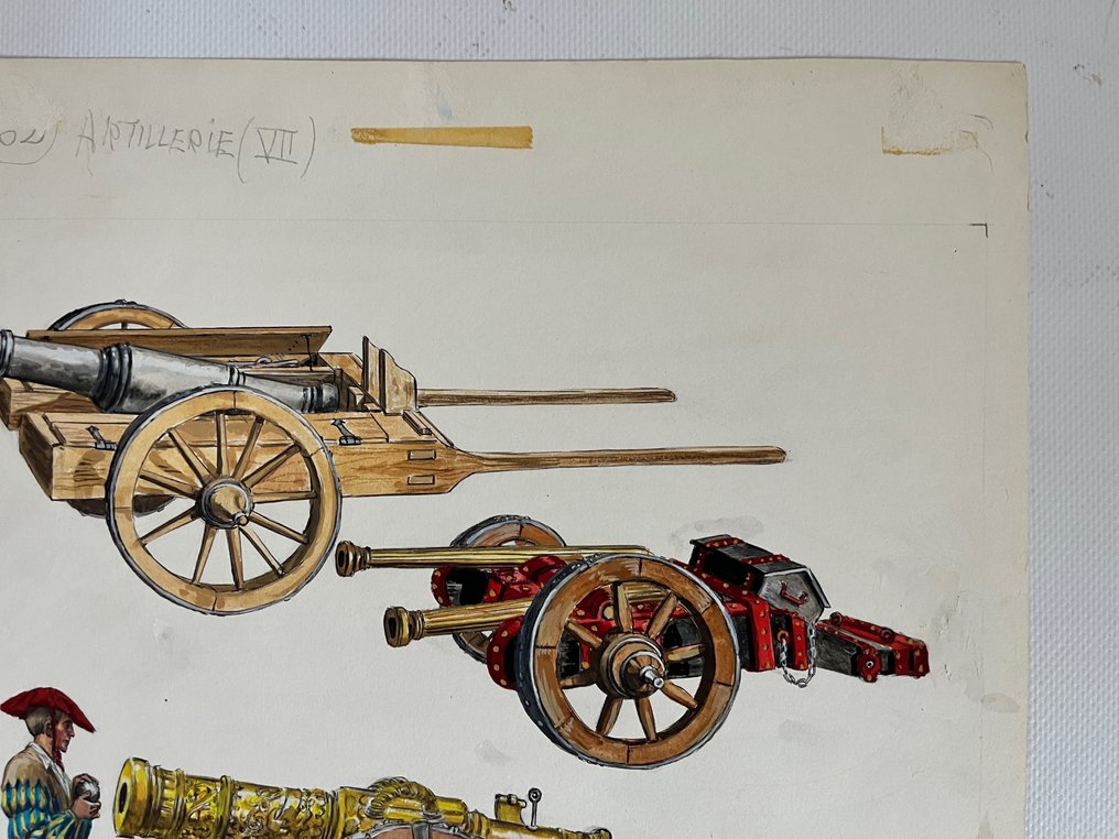 Funcken, Fred & Liliane - 1 Original colour drawing - L'Uniforme et les armes - L'artillerie - 1969 #4.3