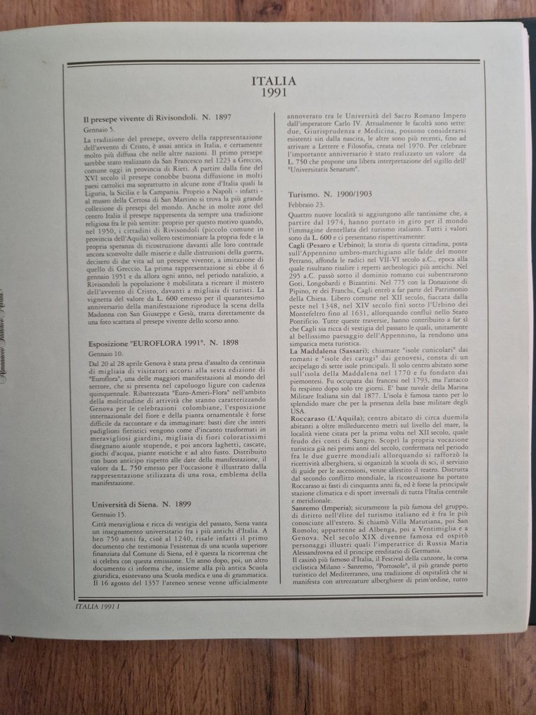 Ιταλία 1991/2000 - Ιταλική Δημοκρατία. Ολοκληρωμένες σειρές 1991/2000, καινούργιες. Σε φύλλα και φάκελο Marini με θήκη. #3.2