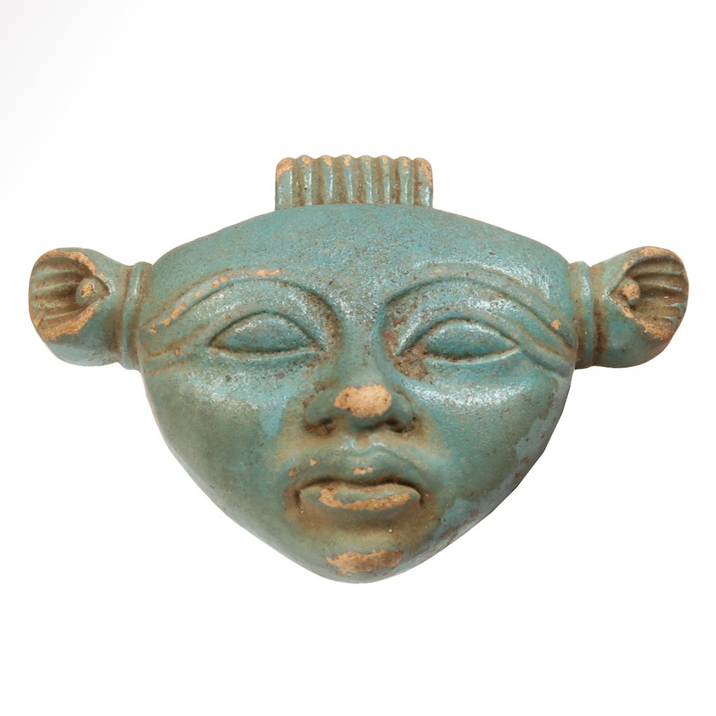 Ancient Egyptian Faience Amulet of Hathor #1.0