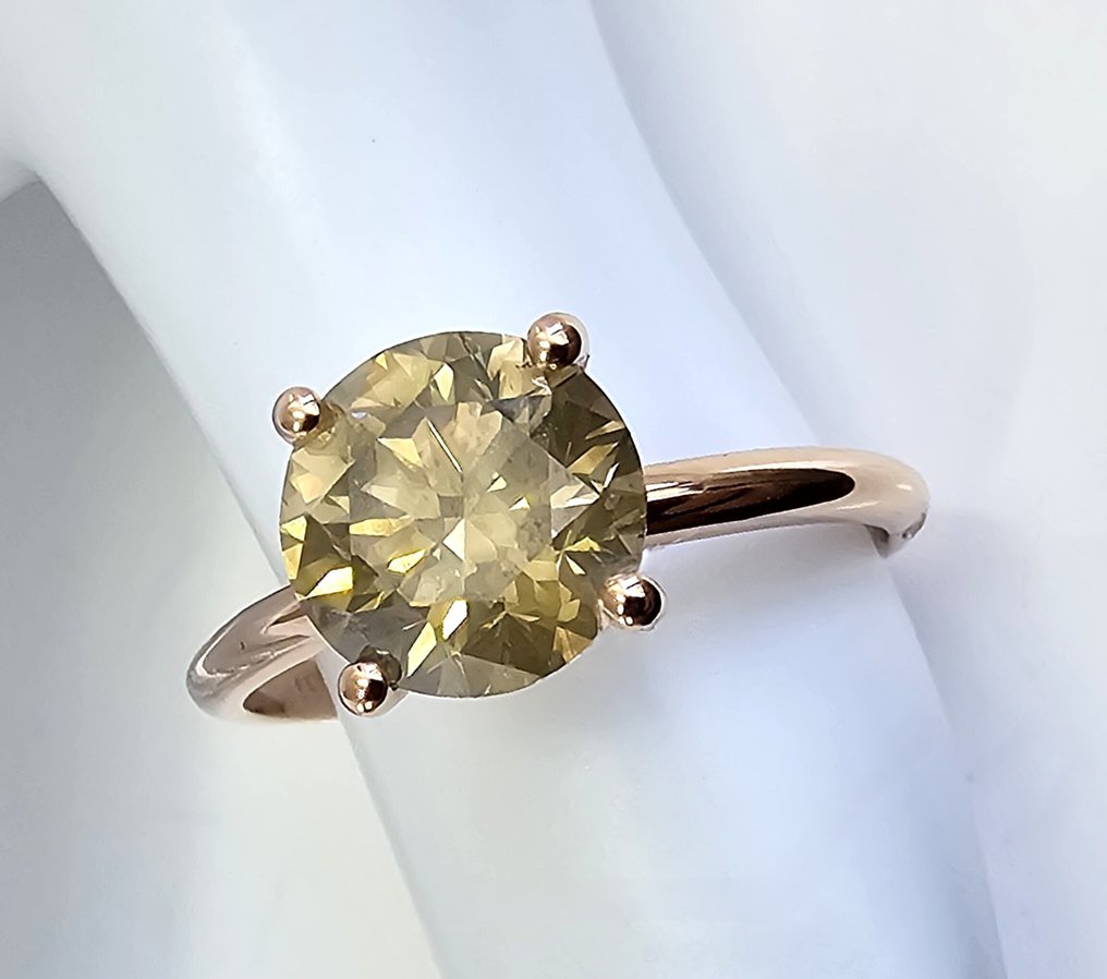 No reserve price - Ring - 14 kt. Rose gold -  2.18ct. tw. Diamond (Natural) - Diamond - Fancy Brownish Yellow #1.0