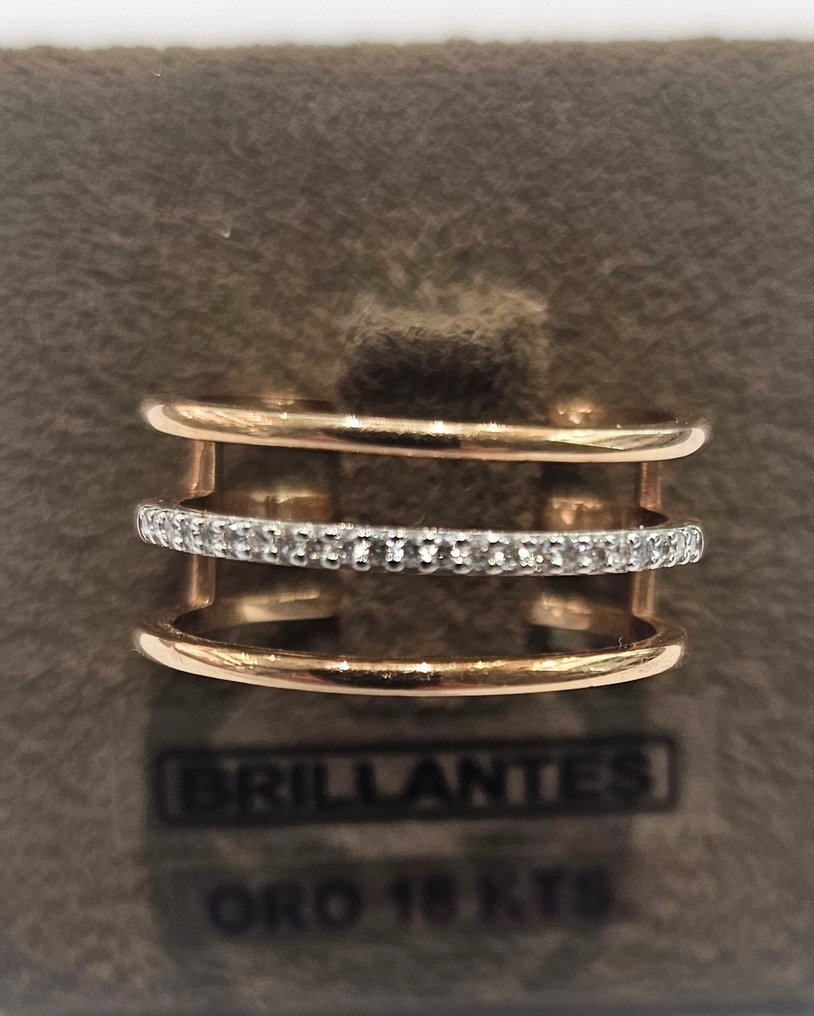 戒指 - 18 克拉 玫瑰金 -  0.18ct. tw. 鉆石 (天然)  - 鉆石 #1.0