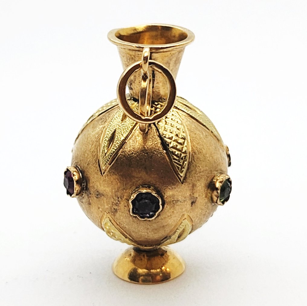 Κολιέ με μενταγιόν - 18 καράτια Κίτρινο χρυσό -  0.55ct. tw. Συνθετικός πολύτιμος λίθος #1.0