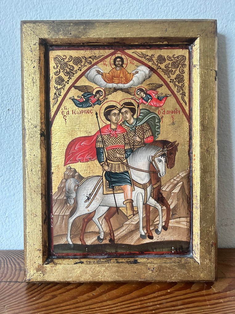 Εικόνα - Δύο άγιοι - Ξύλο - Χειρογραφημένο - 20 x 27 εκ. #1.0