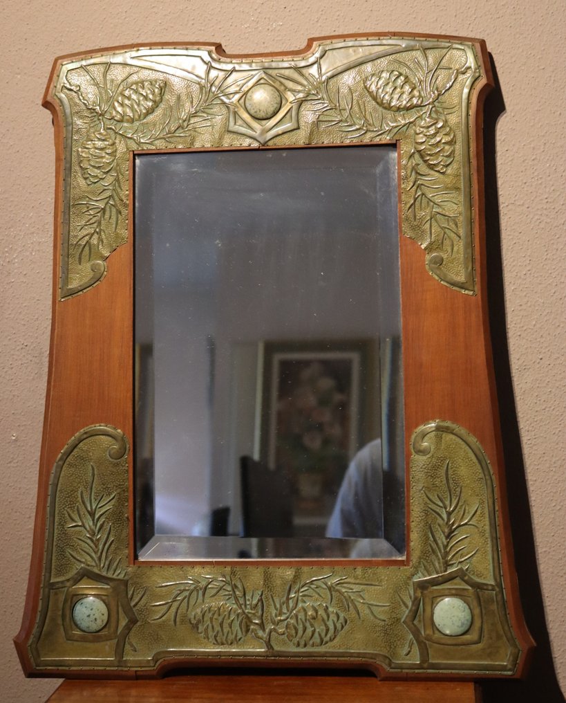 Art Nouveau - Specchio  - Legno, Vetro, Ottone #1.0