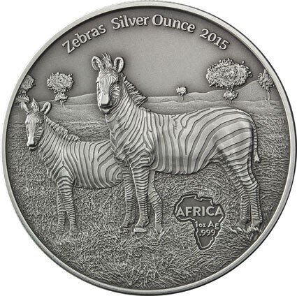 Congo. 1000 Francs 2015 - "Zebra " - Antique Finish -  1 Oz mit COA  (No reserve price) #1.0