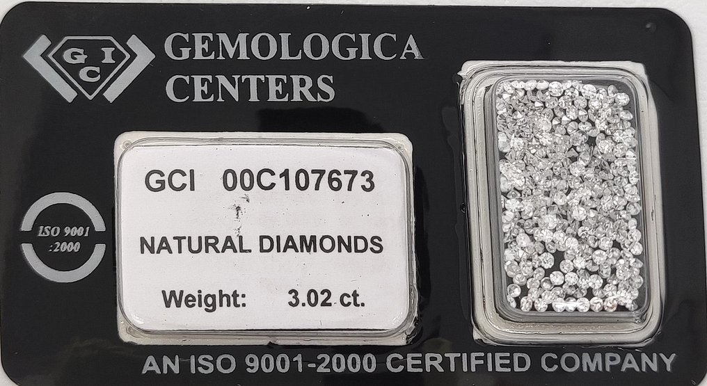 没有保留价 - 268 pcs 钻石  (天然)  - 3.02 ct - 圆形 - D (无色), E - VVS1 极轻微内含一级, VS1 轻微内含一级 - 以色列宝石中心（G.C.I.） - 单次切割 #3.2