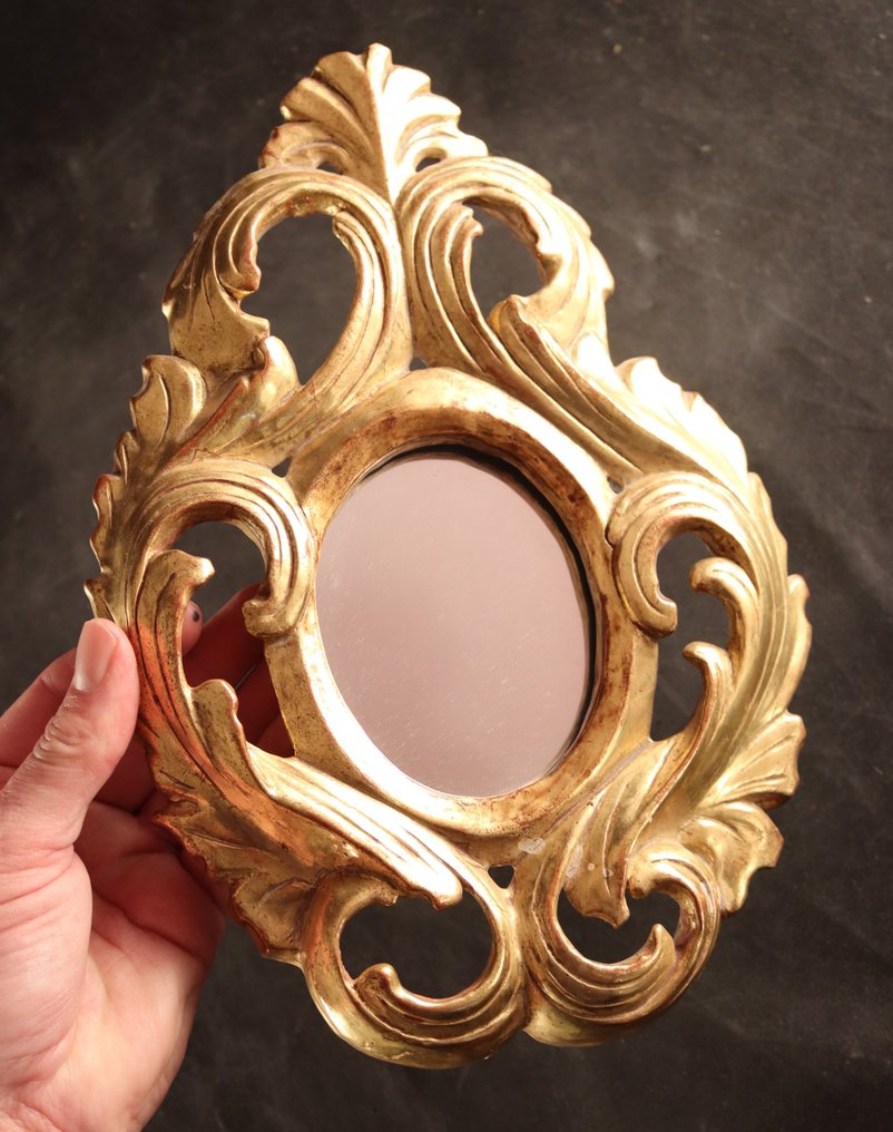 Antieke gestoken lijst met spiegel - 框架  - 木, 玻璃 #1.0