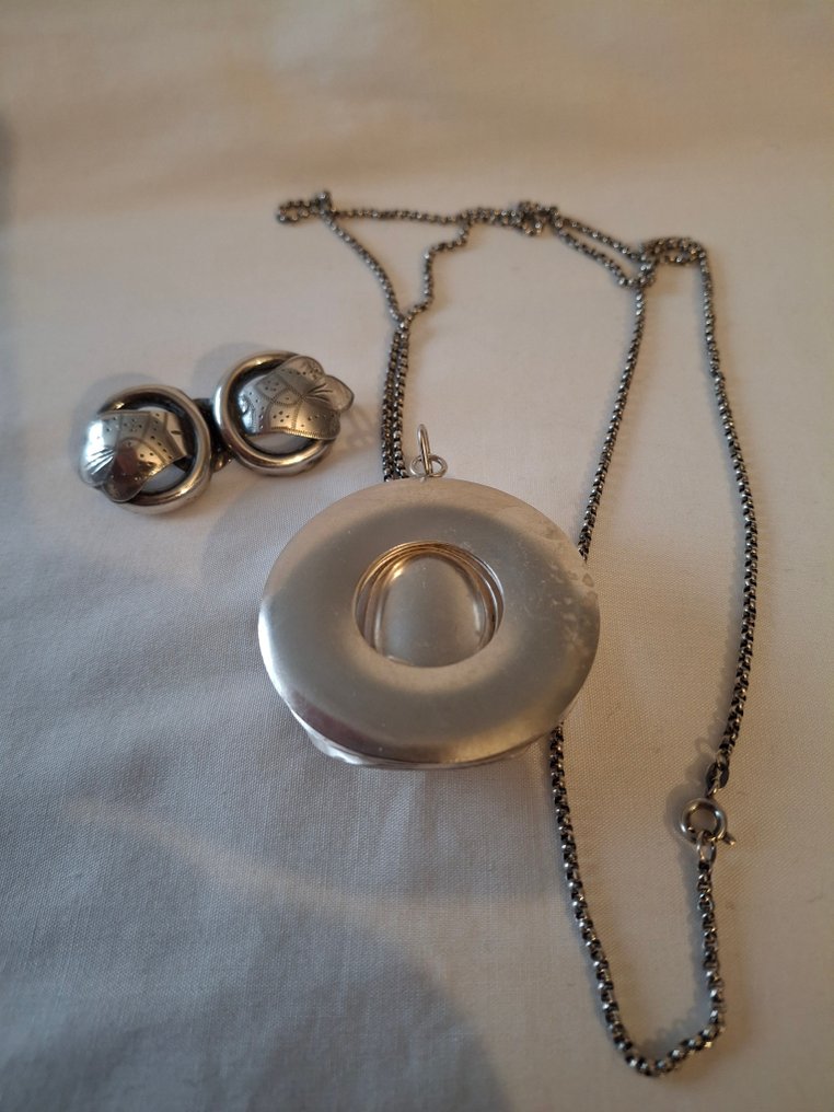 χωρίς τιμή ασφαλείας - Σετ κοσμημάτων 3 τεμαχίων Ασημί - Σχεδιασμός κολιέ - καρφίτσα #1.0