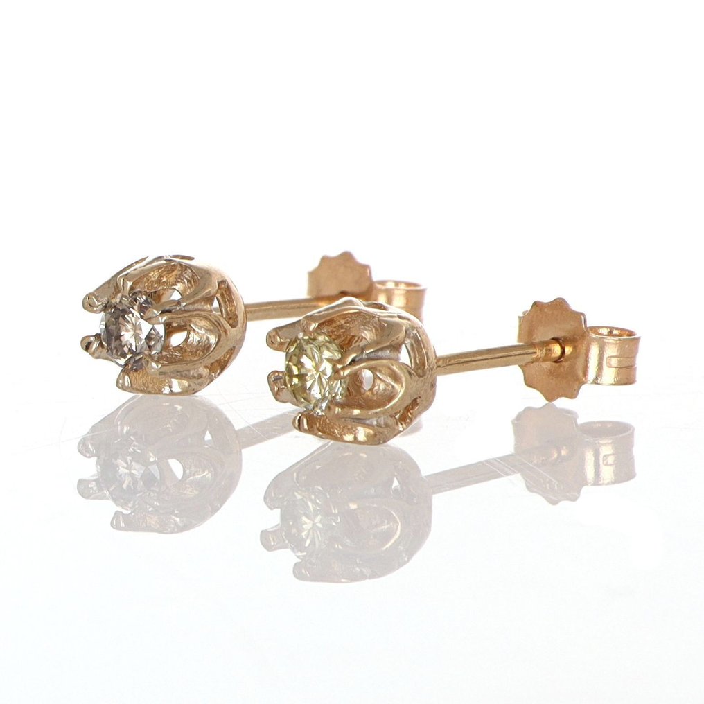 沒有保留價 - 耳環 - 14 克拉 玫瑰金 鉆石 (天然)  #1.0