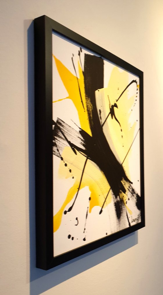 Liesens - Yellow Echo, (handpainted on canvas) met lijst #3.2