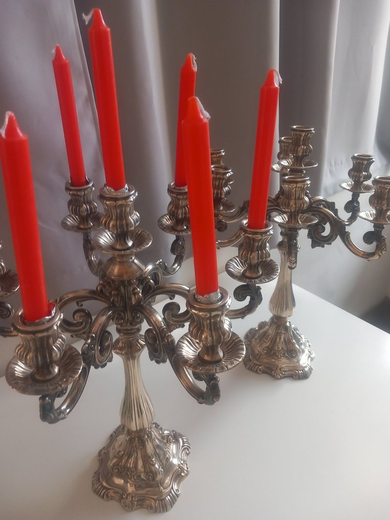 Candlestick (2) - .800 silver - Pair of silver candlesticks #3.2