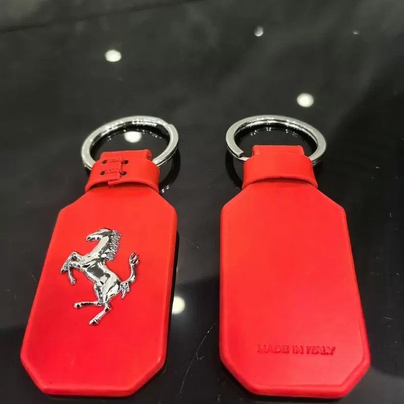 Two official Ferrari keychains made of red Italian leather with the prancing horse logo. - Μπρελόκ (2) #3.2