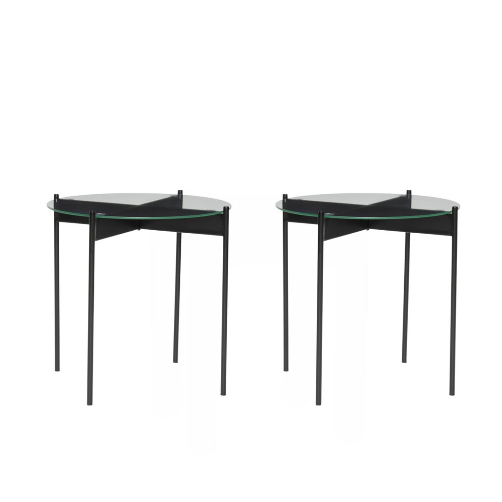 Hübsch - Lotte Knudsen - Side table (2) - Beam Side Table Black - Iron - 2 Pieces #1.0