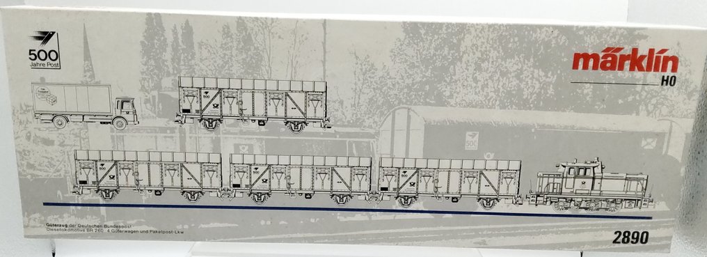 Märklin H0 - 2890 - Conjunto de comboios (1) - Conjunto '500 anos Deutsche Post' com locomotiva a diesel BR 260, 4 vagões de carga e 1 Wiking - Deutsche Post #1.0