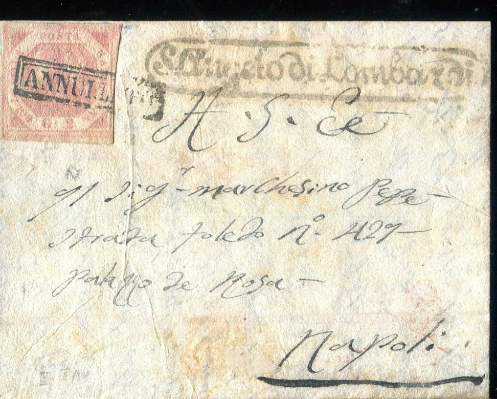 Italian Ancient States - Naples 1858 - Annullo S. Angelo di Lombardi. - Sassone 5. #1.0